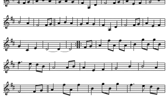 A sheet music with musical notes on it.