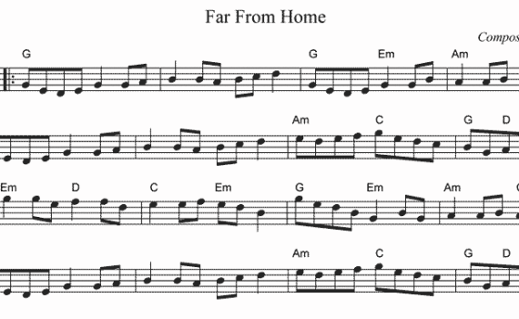 A sheet music with notes on it.