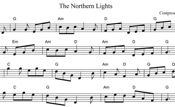 A sheet music with the words " the northern lights ".