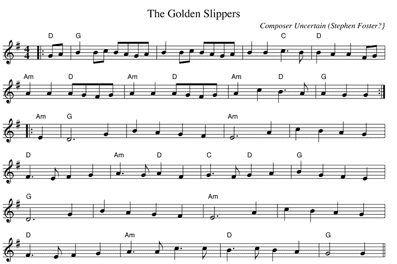 Fejlfri komprimeret mixer Golden Slippers (Dem Golden Slippers) – North Atlantic Tune List