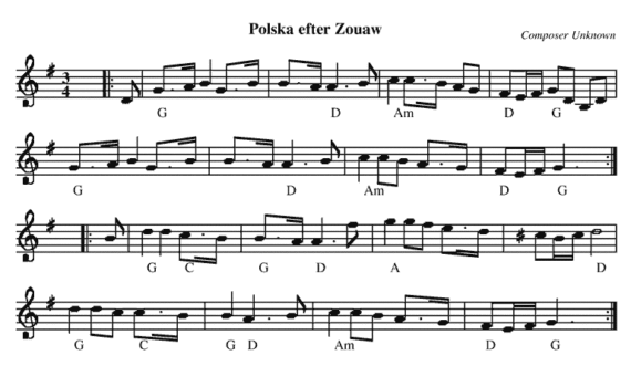 A sheet music with some notes on it