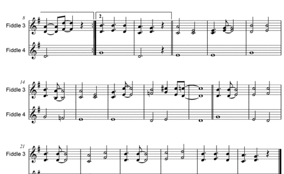 A sheet music with five different notes in each of the same style.