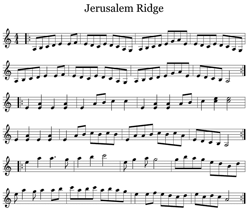Jerusalem Ridge North Atlantic Tune List