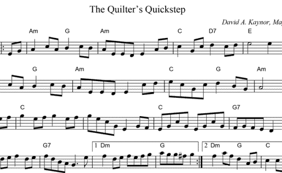 A sheet music with notes and the words " the quilter 's quickstep ".