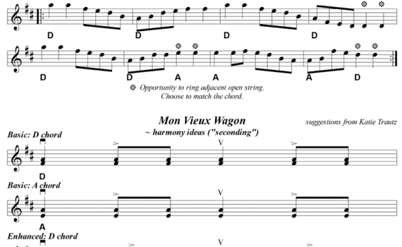 A sheet music page with several different notes.