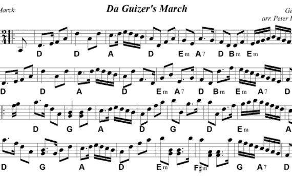 A sheet music with musical notes and the words " do guizer 's march ".