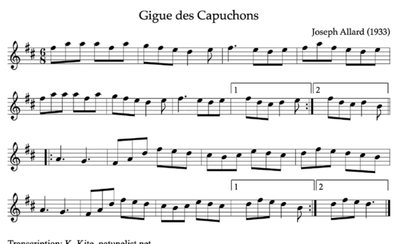Sheet music for Gigue des Capuchons